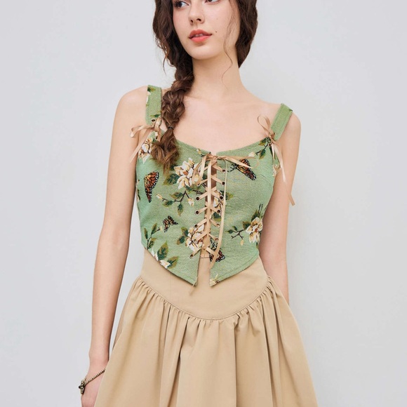 Cider Floral Lace-Up Corset Top - Picture 7 of 13